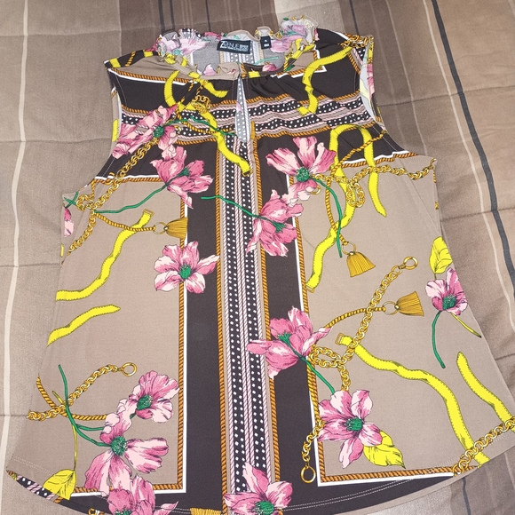 7th Avenue Design Studio Floral Chain Print Sleeveless Blouse XL - Picture 4 of 8